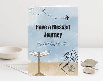 Tarjeta de felicitación por un bendecido viaje, Tarjeta de Umrah, Regalo islámico