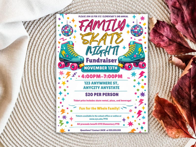Editable Family Skate Night Flyer Template: Roller Skating Fundraiser (Canva, Digital Download) Family Skate Night Flyer: Retro Neon Canva Template, Colorful Roller Skating Event Let's Roll Roller Skate Birthday Party Invitation Template, ANY AGE Daisy Birthday Invite Retro Roller Rainbow Girl Birthday Skate Party Ava Editable Family Skate Night Flyer: Roller Skating Fundraiser (Instant Download)