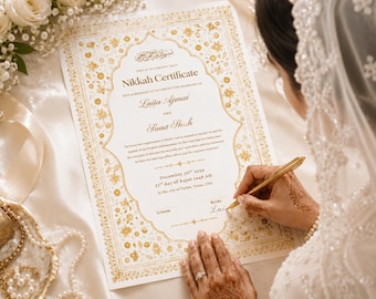 Islamic Nikkah Certificate Nikkah Nama Digital Nikkah Contract Editable Marriage Document Islamic Muslim Wedding Contract Digital Download
