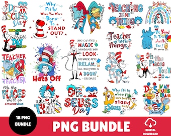 Read Across America Png Bundle, Oh The Places You Will Go Png, Dr Suess 6 7 png, Here Come Trouble Png, Teacher Love Png,Cartoon Friends Png