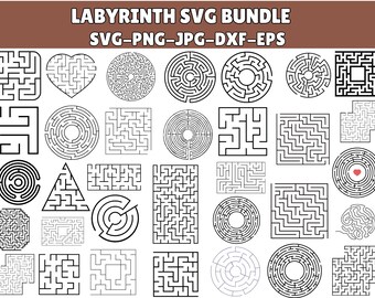 Labyrinth SVG Bundle, Maze png Bundle, Labyrinth Clipart, Maze Svg files for cricut, Labyrinth Vector, Labyrinth monogram, Maze Puzzle