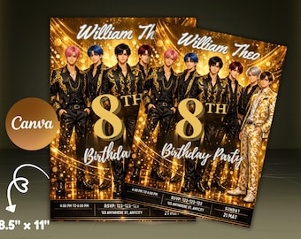 Kpop Demon Hunters Birthday Invitation Template Editable Canva Template | Kpop Anime Invite | Digital Download | Printable Card for Kids