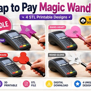 Tap to Pay Magic Wand STL Bundle Magic Wand Credit Card Holder Magic Credit Card Wand STL File 3D Tap to Pay Wands Wizard Wand 3D File
