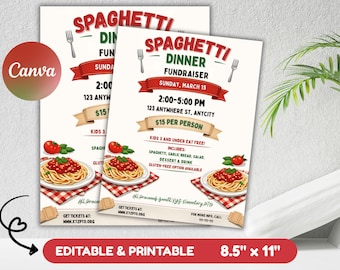 Spaghetti Dinner Fundraiser Flyer Template (Digital Download)