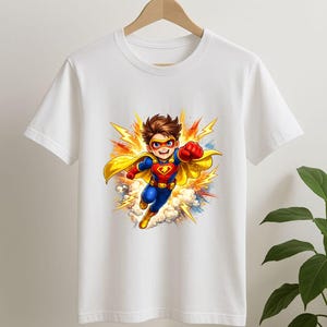 Barnfödelsedagströja PNG, utskrivbar T-shirtdesign, direktnedladdning, transparent PNG, superhjälte PNG, Henry Danger sublimeringsdesign