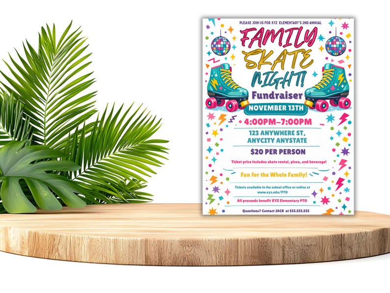 Editable Family Skate Night Flyer Template: Roller Skating Fundraiser (Canva, Digital Download) Family Skate Night Flyer: Retro Neon Canva Template, Colorful Roller Skating Event Let's Roll Roller Skate Birthday Party Invitation Template, ANY AGE Daisy Birthday Invite Retro Roller Rainbow Girl Birthday Skate Party Ava Editable Family Skate Night Flyer: Roller Skating Fundraiser (Instant Download)