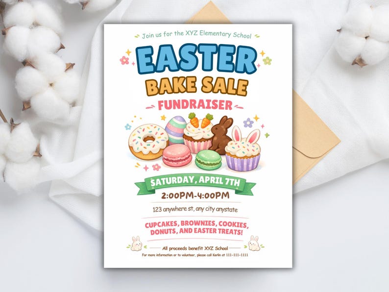 Easter Bake Raffle Easter Bake Sale Flyer | Printable Easter Event Flyer | Easter Sale ...