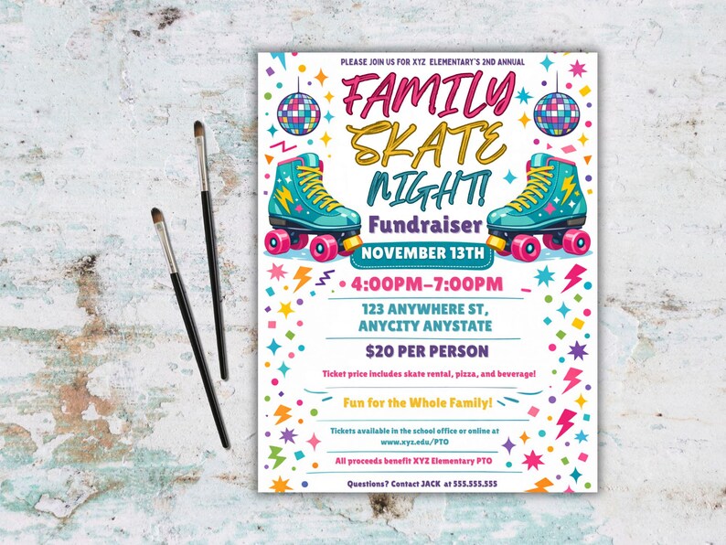 Editable Family Skate Night Flyer Template: Roller Skating Fundraiser (Canva, Digital Download) Family Skate Night Flyer: Retro Neon Canva Template, Colorful Roller Skating Event Let's Roll Roller Skate Birthday Party Invitation Template, ANY AGE Daisy Birthday Invite Retro Roller Rainbow Girl Birthday Skate Party Ava Editable Family Skate Night Flyer: Roller Skating Fundraiser (Instant Download)