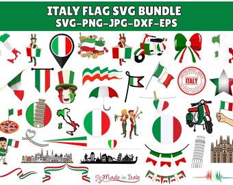 Italian Flag SVG PNG Bundle| Italian Flag Png| Italian Flag Layered Cut Files| Italia Svg Bundle| Cricut Italy Svg
