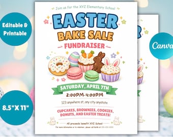 Easter Bake Sale Flyer | Printable Easter Event Flyer | Easter Sale Fundraiser Flyer | Community Easter Bake Sale