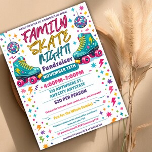 Editable Family Skate Night Flyer Template: Roller Skating Fundraiser (Canva, Digital Download) Family Skate Night Flyer: Retro Neon Canva Template, Colorful Roller Skating Event Let's Roll Roller Skate Birthday Party Invitation Template, ANY AGE Daisy Birthday Invite Retro Roller Rainbow Girl Birthday Skate Party Ava Editable Family Skate Night Flyer: Roller Skating Fundraiser (Instant Download)