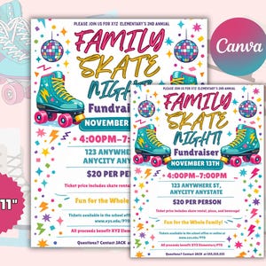 Editable Family Skate Night Flyer Template: Roller Skating Fundraiser (Canva, Digital Download) Family Skate Night Flyer: Retro Neon Canva Template, Colorful Roller Skating Event Let's Roll Roller Skate Birthday Party Invitation Template, ANY AGE Daisy Birthday Invite Retro Roller Rainbow Girl Birthday Skate Party Ava Editable Family Skate Night Flyer: Roller Skating Fundraiser (Instant Download)