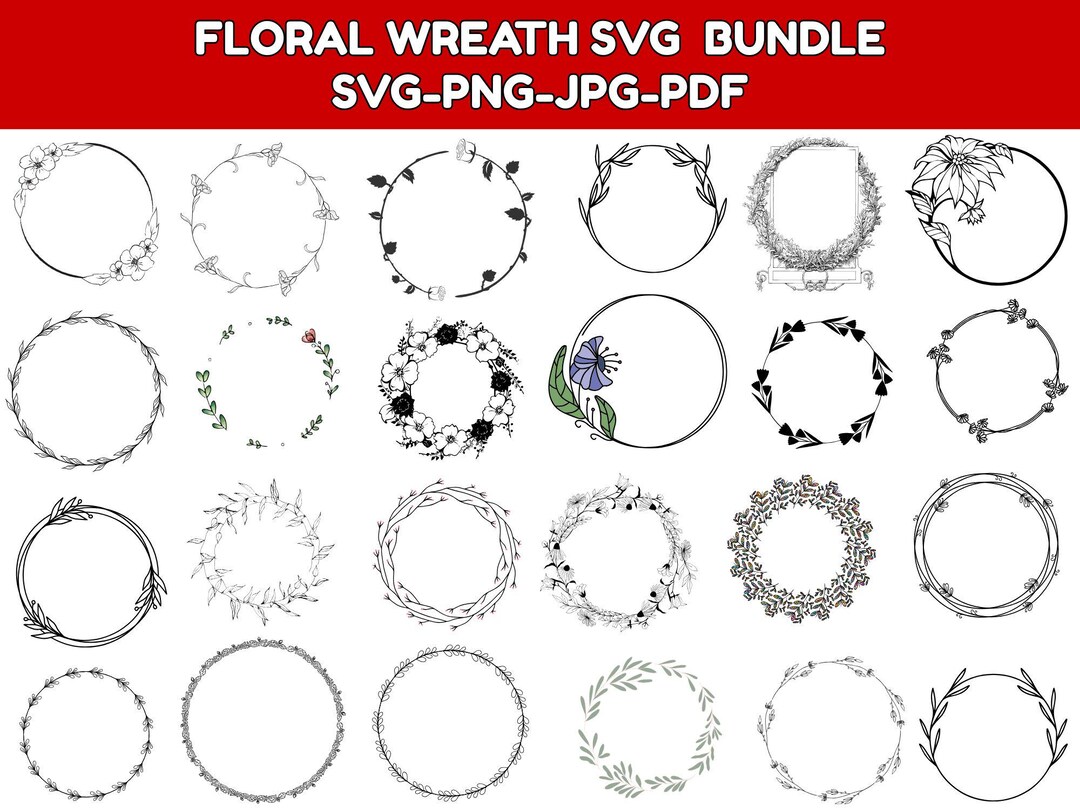Floral Wreath SVG Bundle: Wedding Circle Frame (digital Download) - Etsy UK