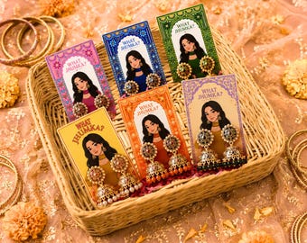 What Jhumka Mehndi Favour Cards, Earring Cards - Mehrab-e-Gul - Mehndi, Haldi & Pre-Wedding Favour Display Cards, Bulk Haldi Carnival Favors