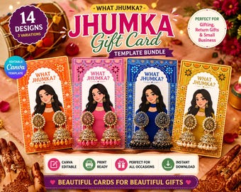 Jhumka Earring Holder Template What Jhumka Wedding Favor Card Template What Jhumka Earring Favor Card Bundle Desi Bridal Mehndi Earring Card