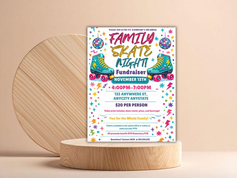 Editable Family Skate Night Flyer Template: Roller Skating Fundraiser (Canva, Digital Download) Family Skate Night Flyer: Retro Neon Canva Template, Colorful Roller Skating Event Let's Roll Roller Skate Birthday Party Invitation Template, ANY AGE Daisy Birthday Invite Retro Roller Rainbow Girl Birthday Skate Party Ava Editable Family Skate Night Flyer: Roller Skating Fundraiser (Instant Download)