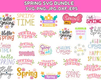 Hello Spring Designs: Flowers & Bunny Svg, Spring Svg Bundle, Easter Svg Bundle, Welcome Spring, Digital Download