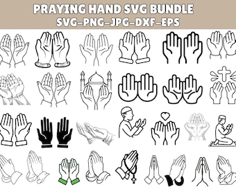 Praying Hands Svg Bundle, Cross Svg, Prayer Hands Design, Jesus Hands Png, Christia Clipart, Faith Svg, Jesus Silhouette, Commercial Use
