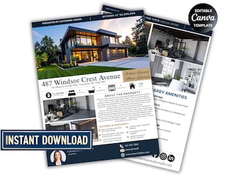 Real Estate Flyer Template, Property Listing Flyers, Realtor Marketing Flyer, Open House Brochure, Editable Home Listing, Instant Download