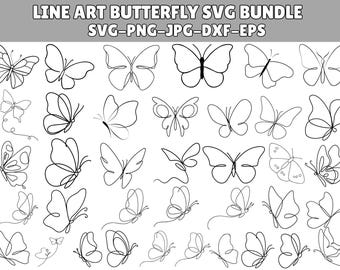 Line Art Butterfly SVG Bundle: Cricut Silhouette Cut Files (Digital Download)