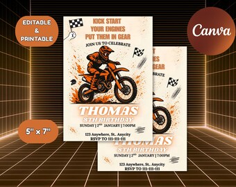 Dirt Bike Birthday Invitation,Dirt Bike Adventure Invite,Motocross Birthday Invite,Motorbike Invite,Instant Download,Editable,Canva