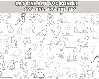 Cute Cat\ Elegant Cat Line Art\ Black & White SVG\ Minimalist Cat SVG Mega Bundle, Cat Kitty Clip Art, Line Drawing, Cat Lover Svg