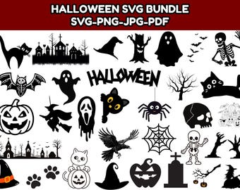 Halloween SVG-bundel: griezelige clipart, gesneden bestanden (digitale download)