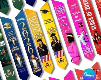 2026 Graduation Stole Templates Graduation Stole Sublimation Stole Mockup Graduation Sash Graduation Stole Canva Template Sash Frame Mockup