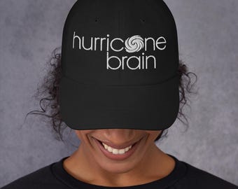 Women's Dad Hat, 100% Cotton Twill, Hurricane Brain, Black Baseball Cap, Embroidered Women's Hat,Funny Gift for Her, Adjustable Cap,Packable