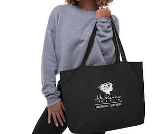 Black Tote Bag, Black Canvas Tote, Funny Gift for Her, Girls Trip Gift, Calm Outside Chaos Inside, Hurricane Brain Tote, Heavy fabric tote