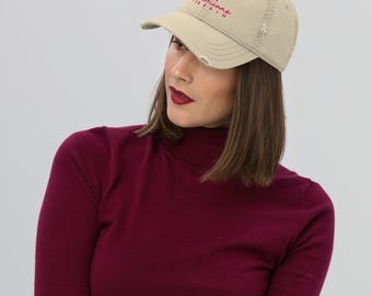 Distressed Baseball Cap | Hurricane Brain Embroidered Cotton Twill Dad Hat l Free US Shipping