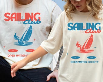 Custom Sailing Club TShirt, Retro Nautical Shirt Unisex, Funny Boating Gift,Yacht Crew Tee,Oversized Sailing Shirt, Boat Lover Gift matching
