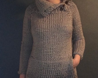 PDF Knitting pattern Split Neck Tunic sizes 28-52 adult teen sizes