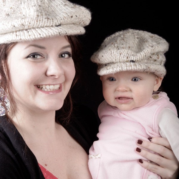 PDF Knitting Pattern Scally Cap Drivers Cap Newsboy Newborn Baby to Adult sizes Instant Download