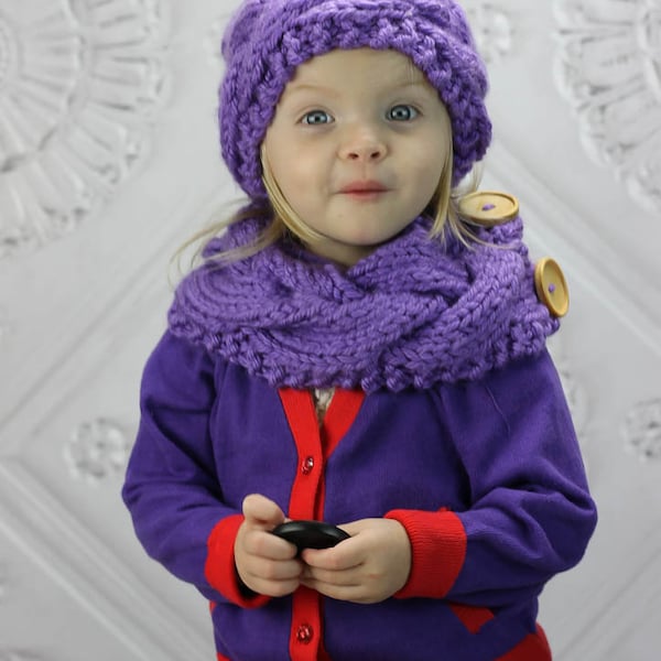 PDF Knitting Pattern SBC (Super Bulky Cable) Headband/Hat and cowl set Toddler, Child, Adult k009