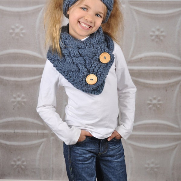 PDF Knitting Pattern Plaited Headband and Cowl set Child, Adult k011 INSTANT DOWNLOAD