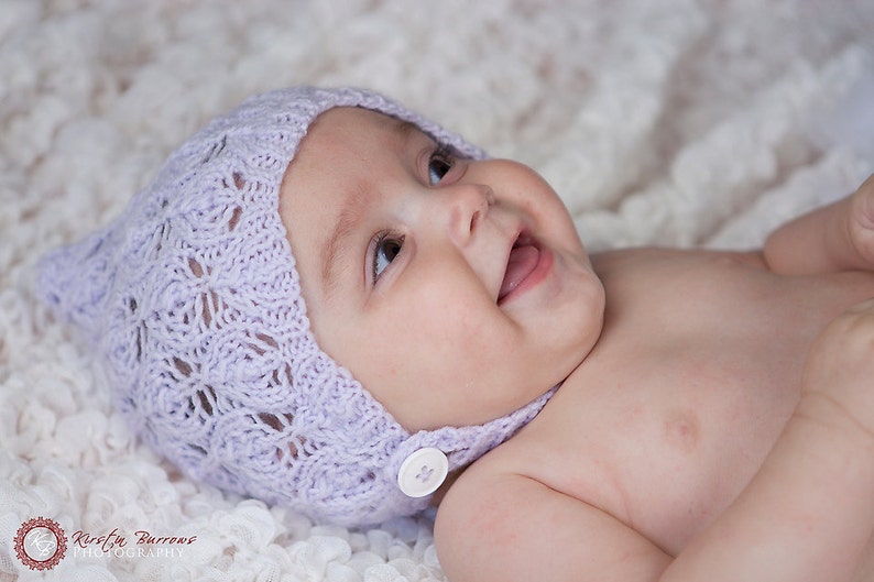 PDF Knitting Pattern Leaf Lace Pixie Hat Newborn Baby to Adult sizes Pattern k006 image 3
