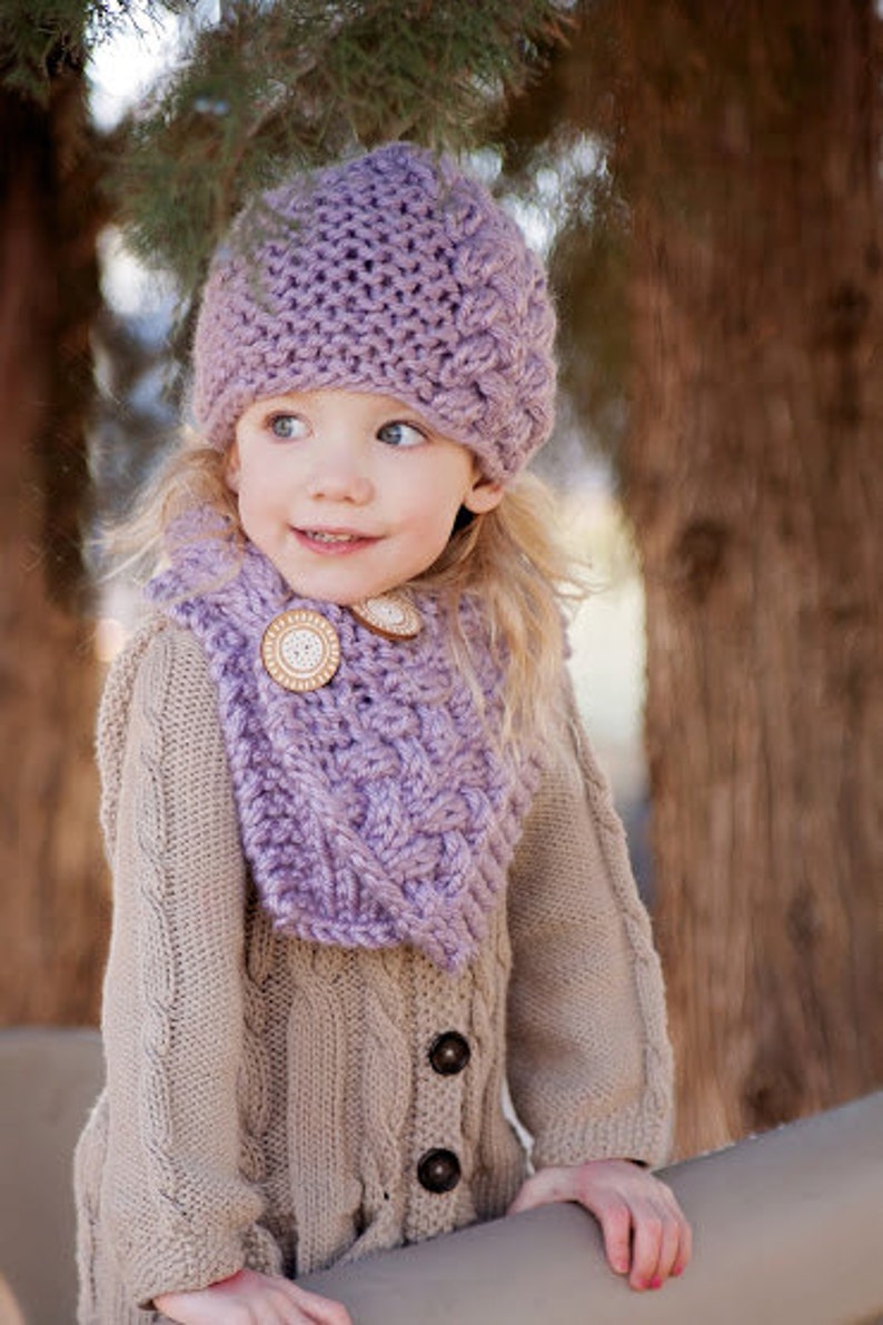 PDF Pattern Garter Cable Hat and Cowl Set Toddler Child and Etsy