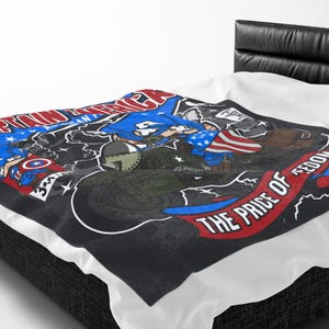 Captain America Inspired Funko Pop Chibi Velveteen Plush Blanket | American Pride Motorcycle Throw immagine 12