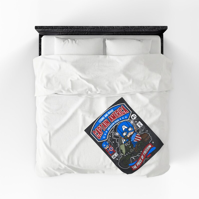 Captain America Inspired Funko Pop Chibi Velveteen Plush Blanket | American Pride Motorcycle Throw immagine 15