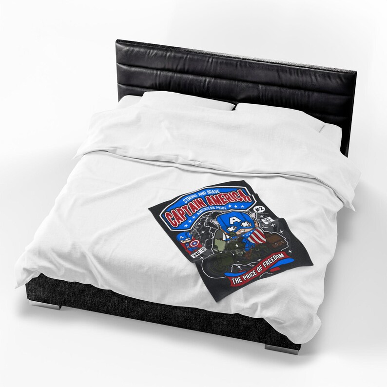 Captain America Inspired Funko Pop Chibi Velveteen Plush Blanket | American Pride Motorcycle Throw immagine 11