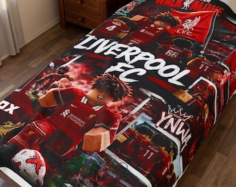 Liverpool FC Roblox Collage Velveteen Plush Blanket | Roblox Themed  Soccer Team