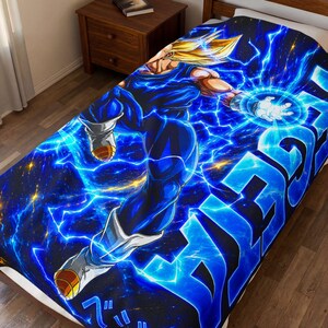 Vegeta Super Saiyan Energy Blast Velveteen Plüschdecke | Anime Überwurf