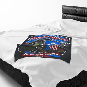 Captain America Inspired Funko Pop Chibi Velveteen Plush Blanket | American Pride Motorcycle Throw immagine 13
