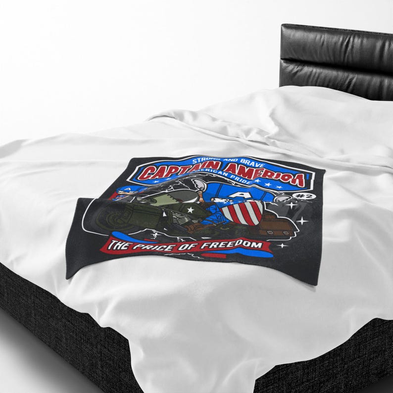 Captain America Inspired Funko Pop Chibi Velveteen Plush Blanket | American Pride Motorcycle Throw immagine 13