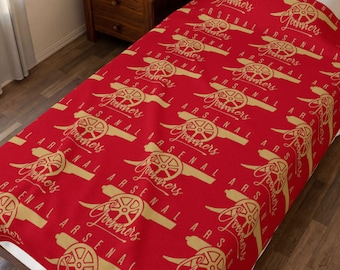 Manta de felpa aterciopelada con el escudo del Arsenal - Diseño especial para los aficionados del Arsenal.