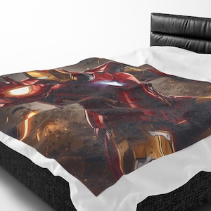 Iron Man Themed Velveteen Plush Blanket – Ultra Soft Comfort for Fans image 11