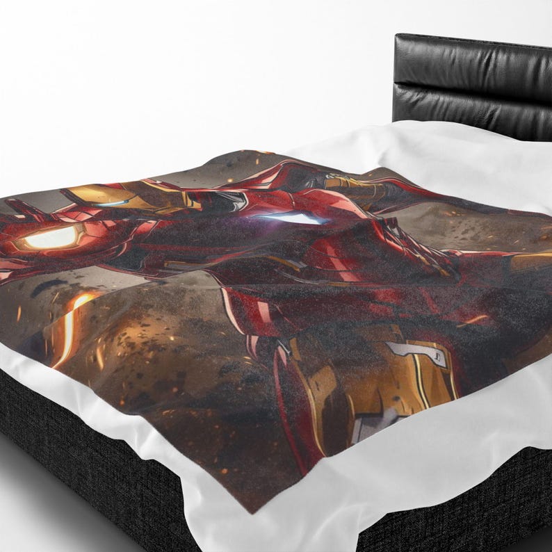 Iron Man Themed Velveteen Plush Blanket – Ultra Soft Comfort for Fans image 11