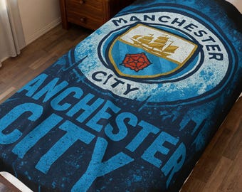 Manta de felpa de terciopelo con el escudo del Manchester City / Manta con el logo del club de fútbol