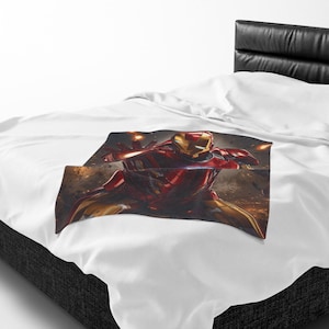 Iron Man Themed Velveteen Plush Blanket – Ultra Soft Comfort for Fans image 12